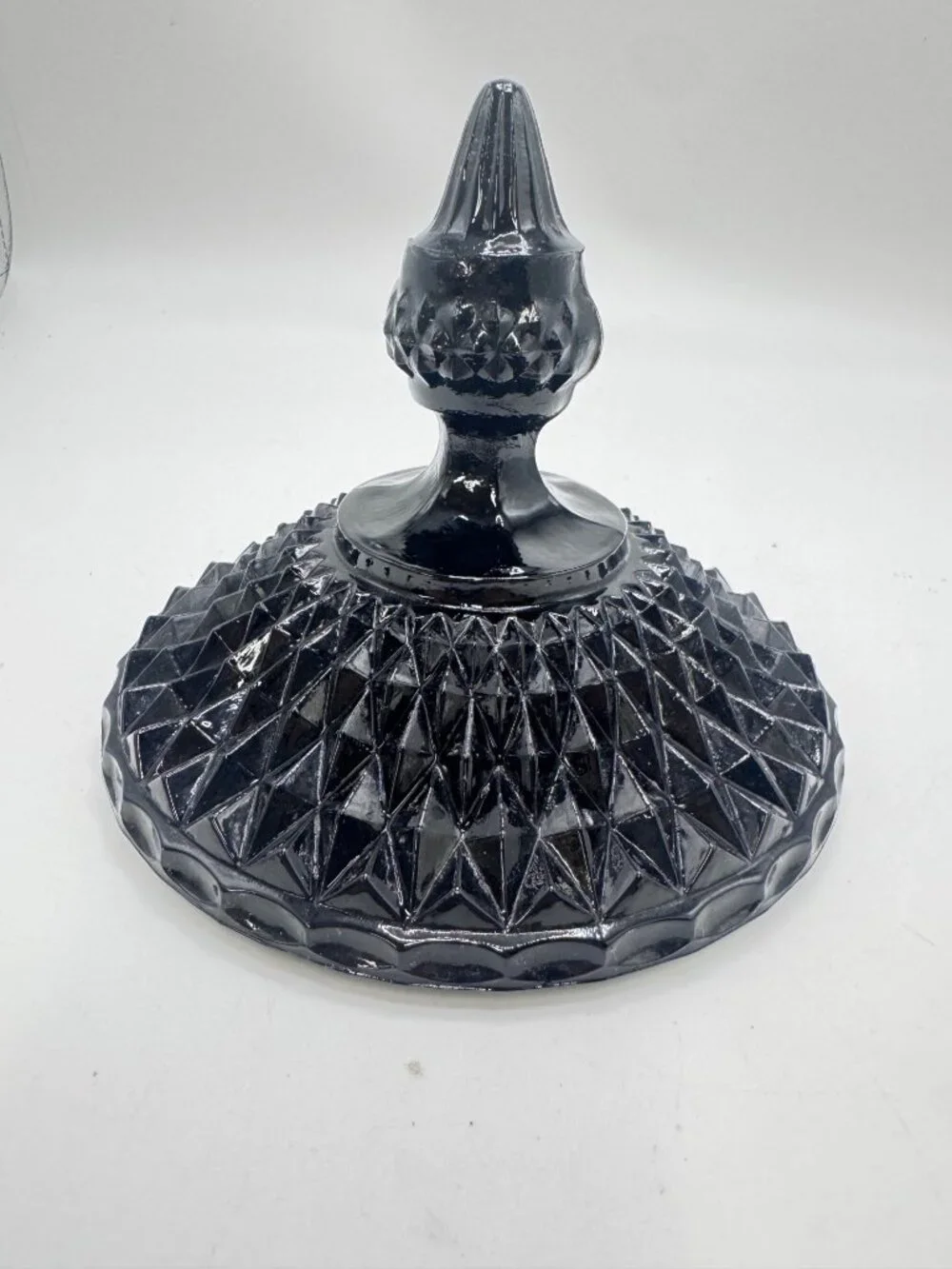 Vintage Lid ONLY Indiana Glass Diamond Point Cameo Black Pressed Glass. 6